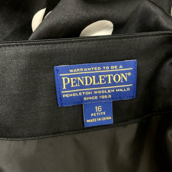 PENDLETON
 black and white polka dot silk blend flair skirt size 16 petite lined - Picture 7 of 14